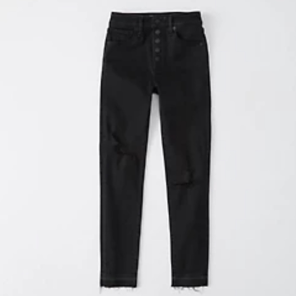 Button Front High Rise Super Skinny Ankle Jeans